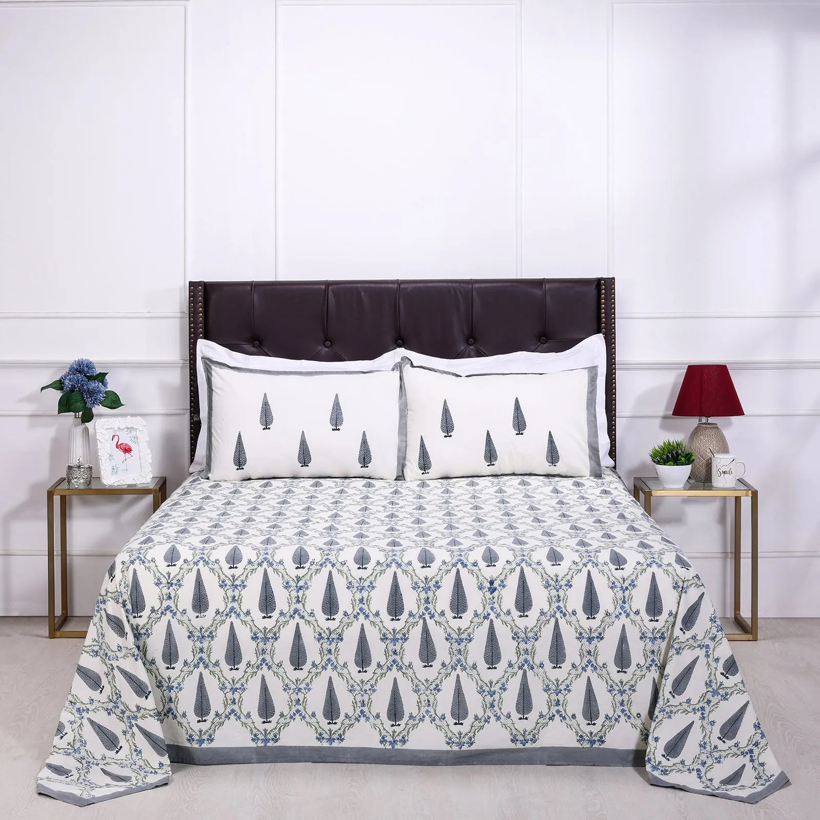 Zania Jaal Cream Cotton Percale Bedsheet